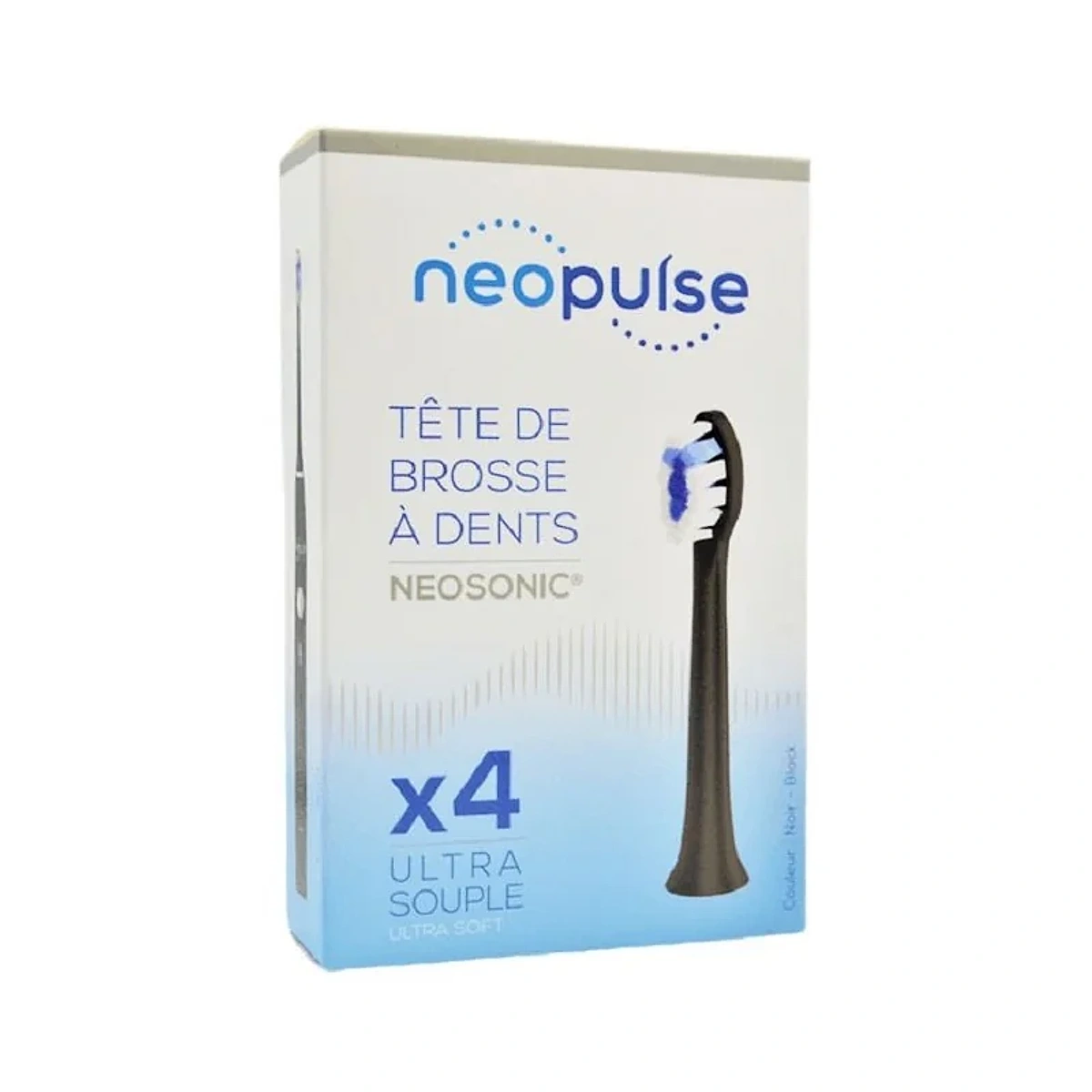 NEOPULSE Recharge 4 Tetes de Brosse à Dent Ultra Souple Noir